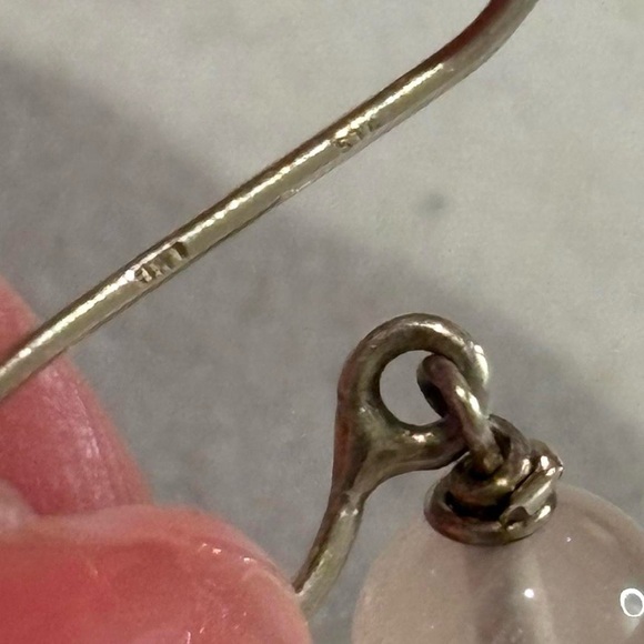 925 Sterling Silver Rose Quartz Jellyfish Dangly Statement Unique Earrings - Picture 5 of 6